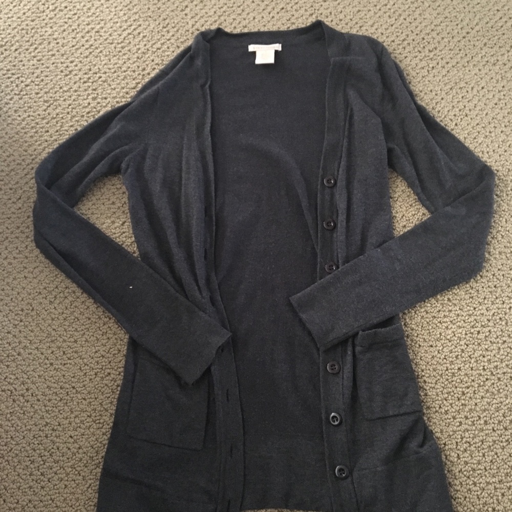 Long grey button down cardigan